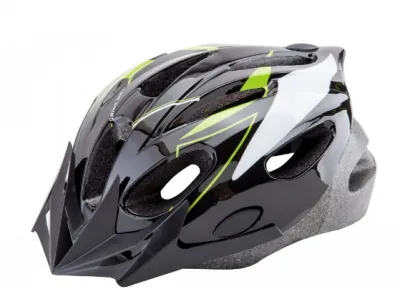 Шлем защитный (подростковый) MB11 (out-mold) с козырьком черно-бело-зеленый M