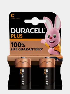 Батарейки Duracell Plus, C, 2 шт