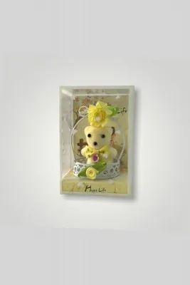 Сувенир - мишка тедди в корзинке a006 SHK Gift желтый