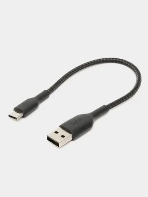 Кабель Belkin USB-A - USB-С, BRAIDED, 0.15m, черный