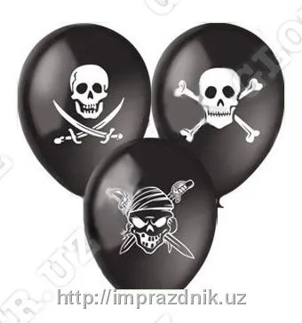 Латексные шары 12"Пиратские черепа"
