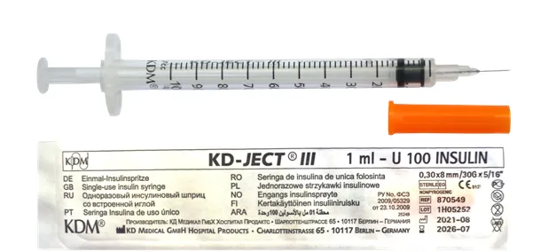 Шприц инсулиновый 1МЛ U-100 KDM Германия#1
