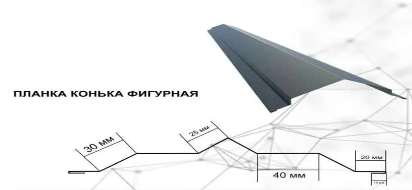 Планка конька плоского фигурная 115х115х3000 с полимерным покрытием 0,45 мм#1