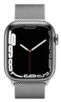 Apple Watch Series 7 45 mm zanglamaydigan po'latdan yasalgan korpus, Milan halqali, kumush#1