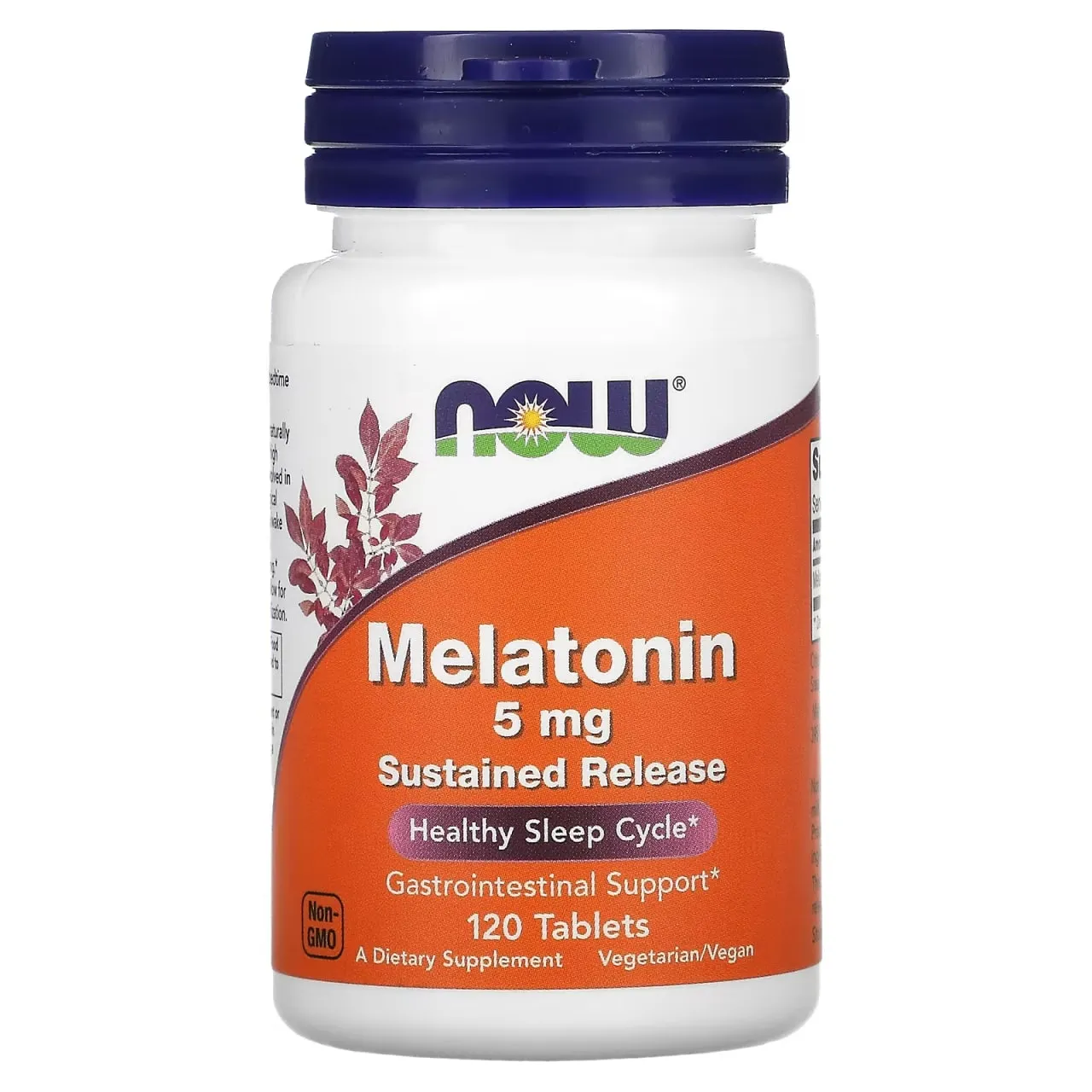 NOW Oziq-ovqatlar, Melatonin, 5 mg, 120 Tabletka#1