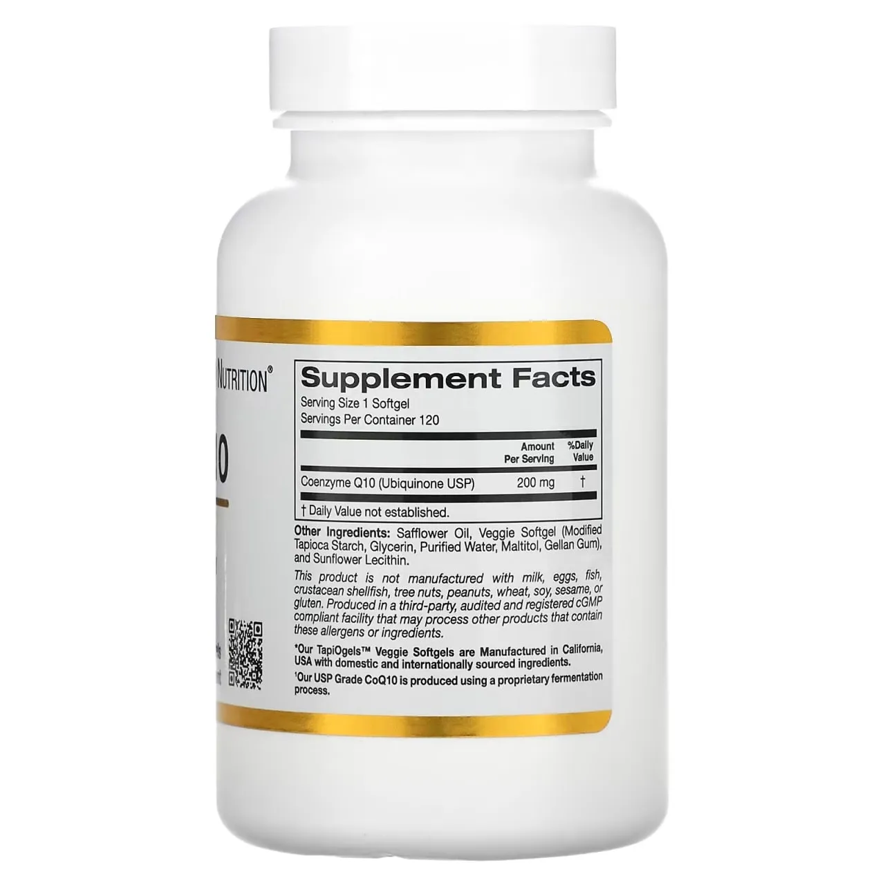 California Gold Nutrition, коэнзим Q10, 200 мг, 120 растительных капсул#2