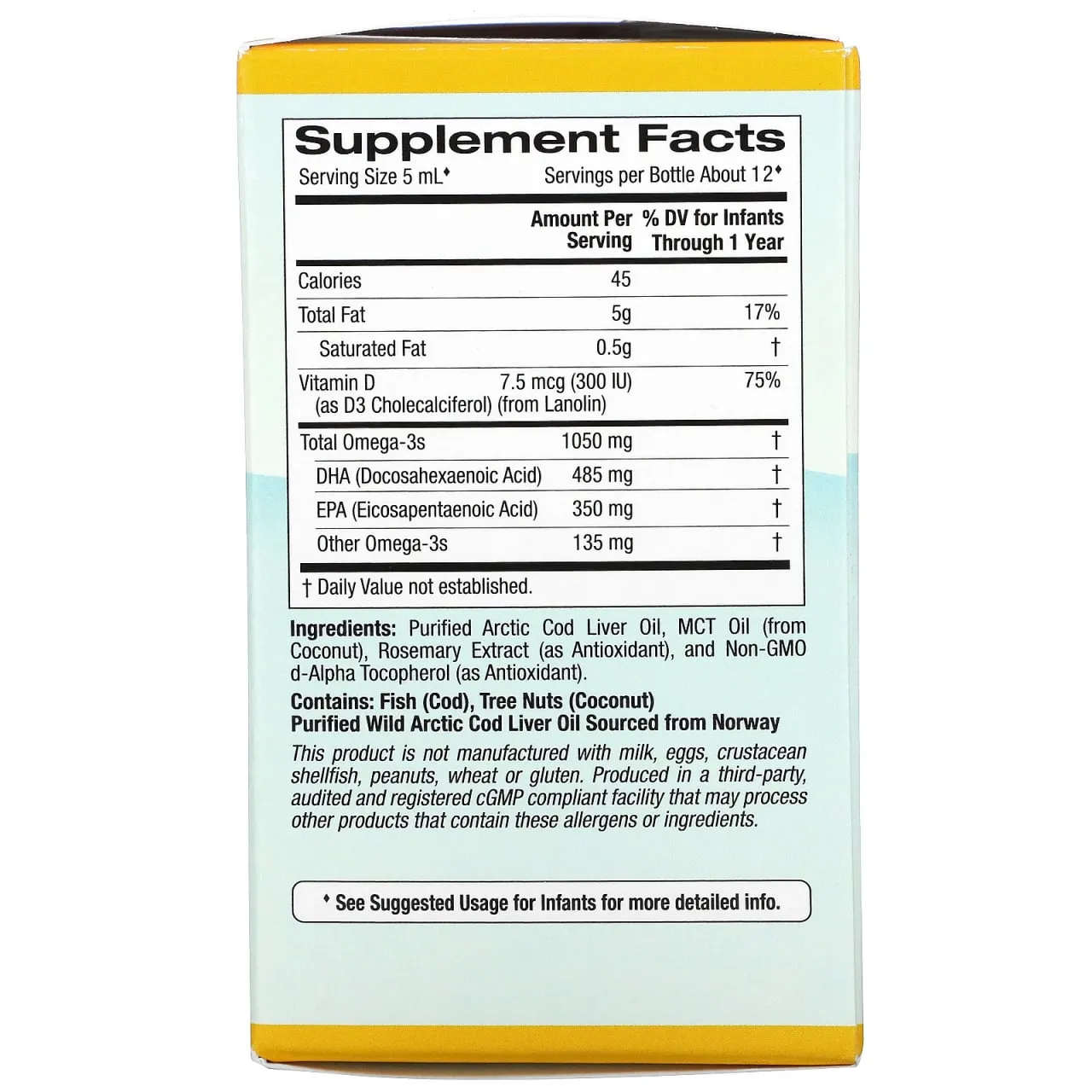 California Gold Nutrition, ДГК для детей, американский омега-3 с витамином D3, 1050 мг, 59 мл#2