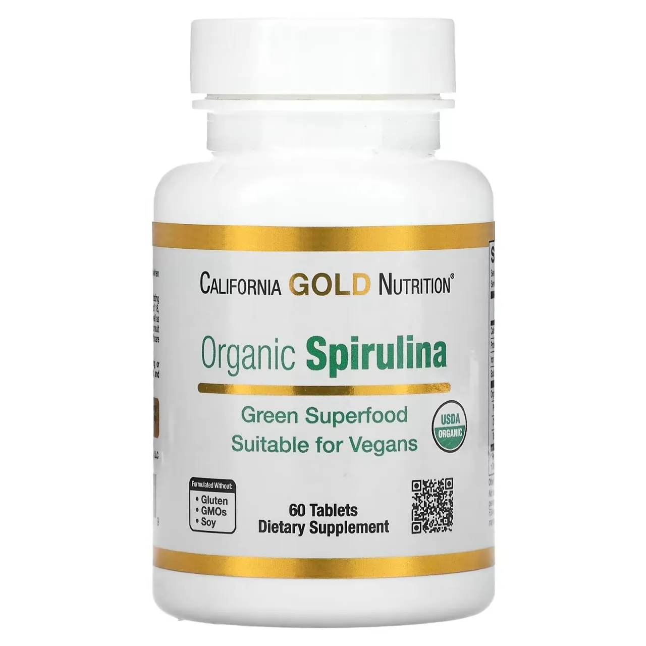 California Gold Nutrition, органическая спирулина, сертификат USDA Organic, 500 мг, 60 таблеток#1