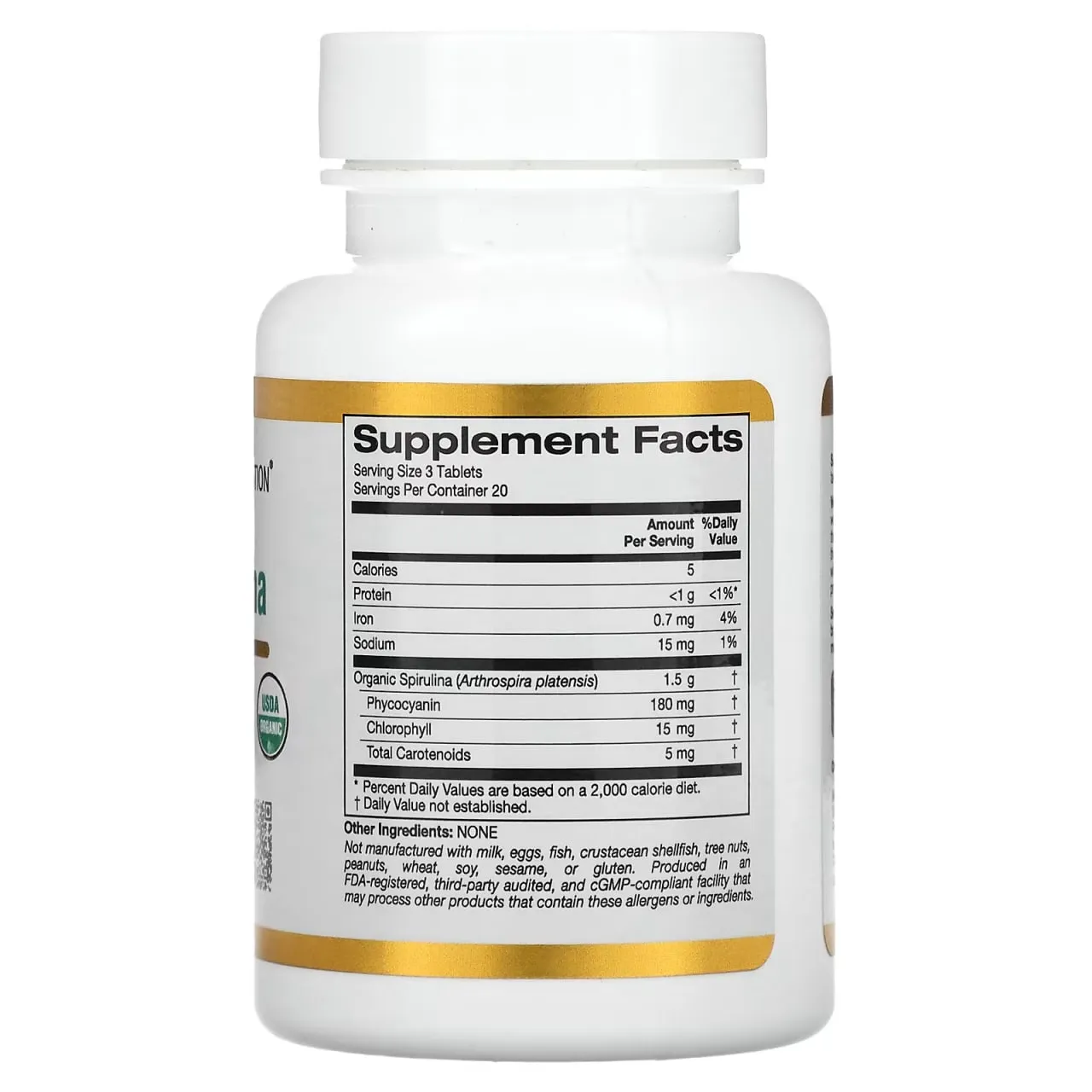 California Gold Nutrition, USDA tomonidan tasdiqlangan organik Spirulina, 500 mg, 60 tabletka#2