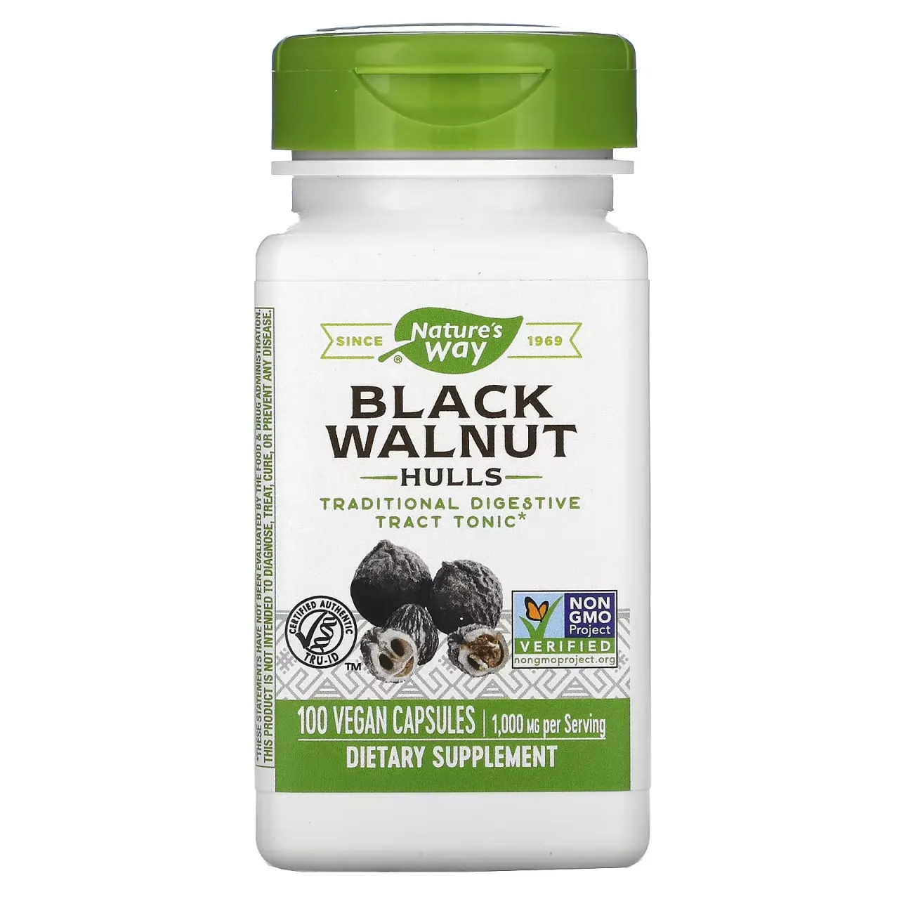 Nature's Way, скорлупа черного ореха, 500 мг, 100 вегетарианских капсул#1