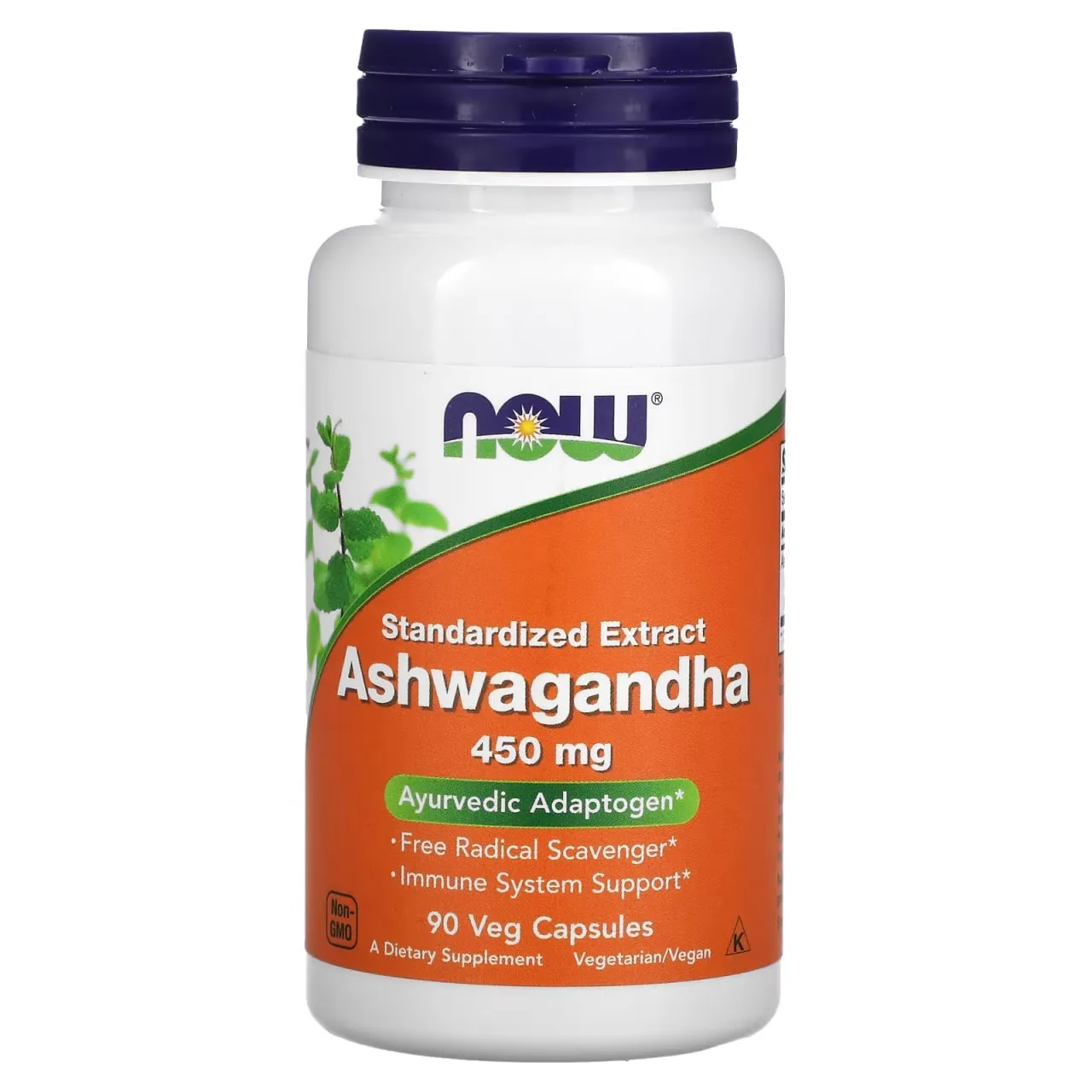 NOW Foods, Ashwagandha, standartlashtirilgan ekstrakt, 450 mg, 90 sabzavotli kapsulalar#1