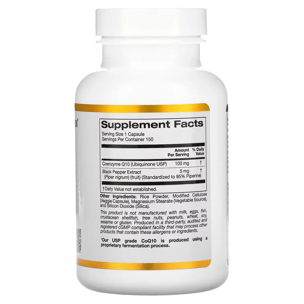 California Gold Nutrition, BioPerine ekstrakti bilan USP Coenzyme Q10, 100 mg, 150 sabzavotli kapsulalar#2