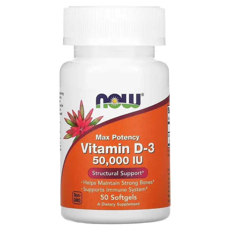 NOW Oziq-ovqatlar, D3 vitamini, 50 000 IU, 50 kapsula#1