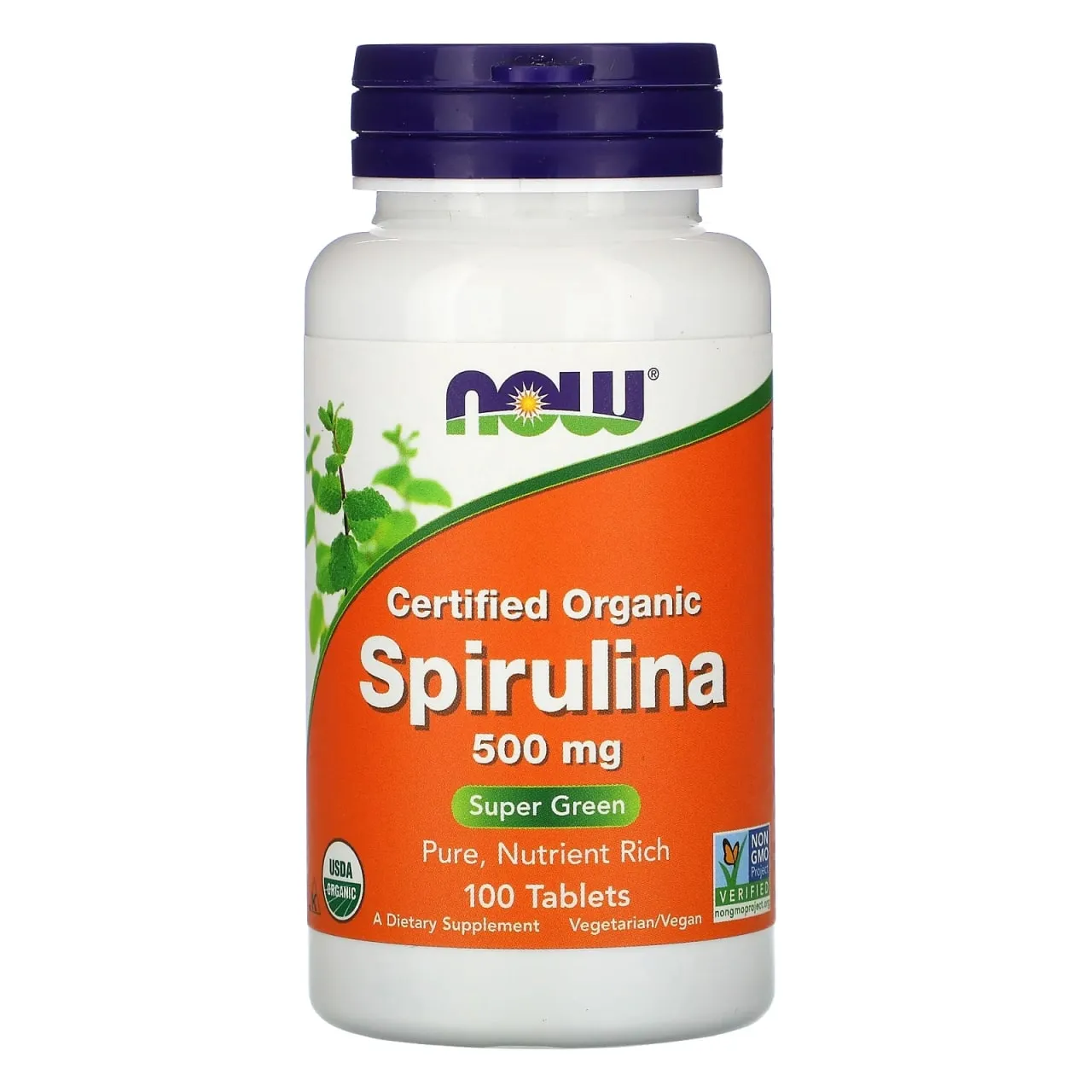 Sertifikatlangan Organik Spirulina, 500 mg, 100 Tabletka#1