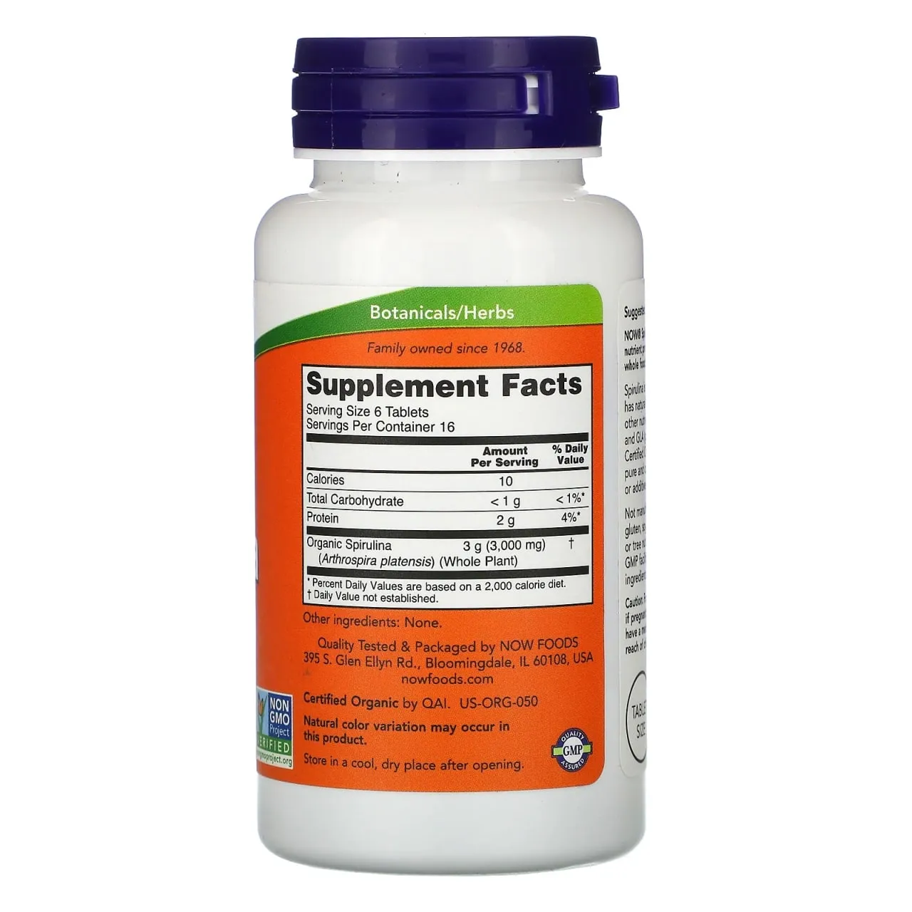 Sertifikatlangan Organik Spirulina, 500 mg, 100 Tabletka#2