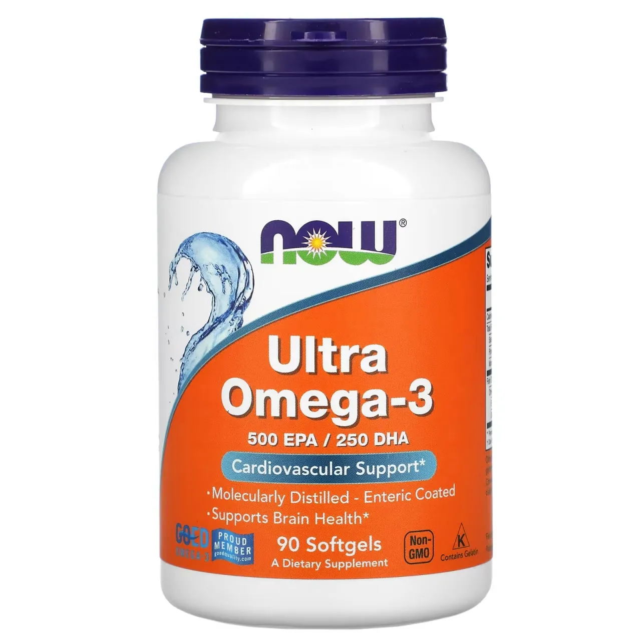 NOW Foods, Ultra-Omega-3, 500 EPA/250 DHA, 90 ta ichak bilan qoplangan kapsulalar#1