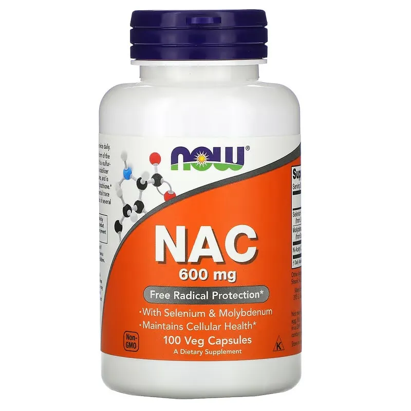 NOW Foods, NAC (N-ацетилцистеин), 600 мг, 100 растительных капсул#1