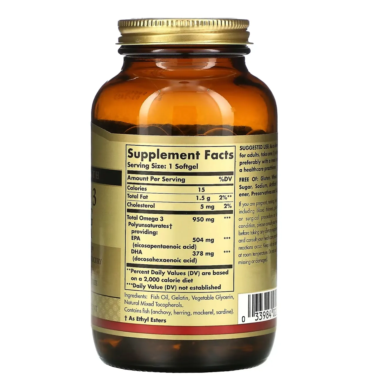 Биодобавка Solgar, омега-3, ЭПК и ДГК, тройной концентрации, 950 мг, 100 капсул#2
