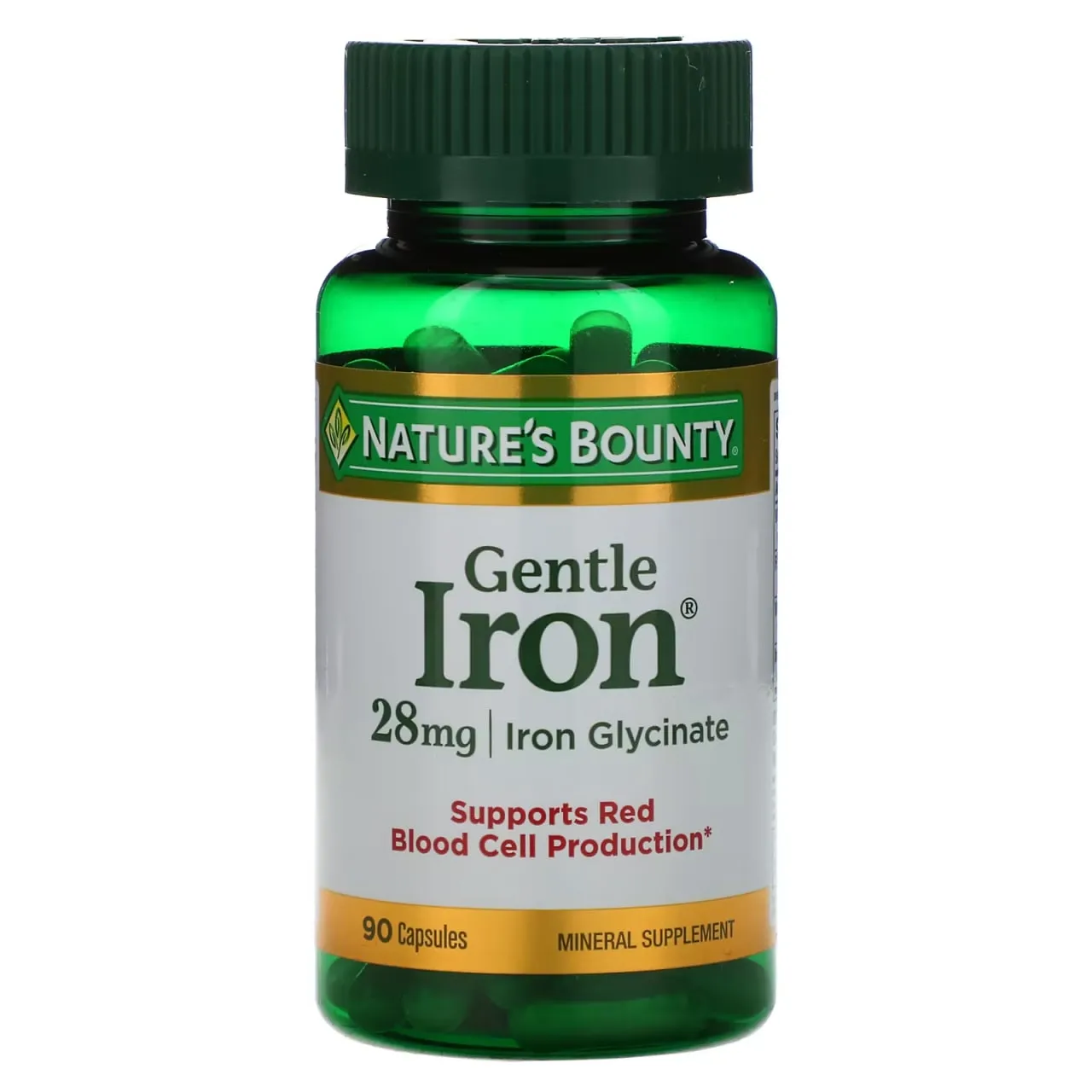 Nature's Bounty, Gentle Iron, железо, 28 мг, 90 капсул#1