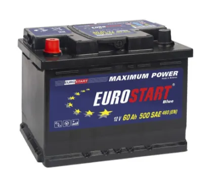 Автомобильный аккумулятор Eurostart ES 6 CT-60 (60A/ч), черный#1
