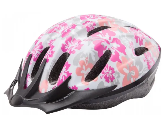 Шлем защитный BS (tape) бело-розовый-цветы M#1