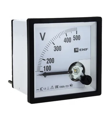 Paneldagi VMA-721 analog voltmetri (72x72) kvadrat kesimli 500V EKF PROxima#1
