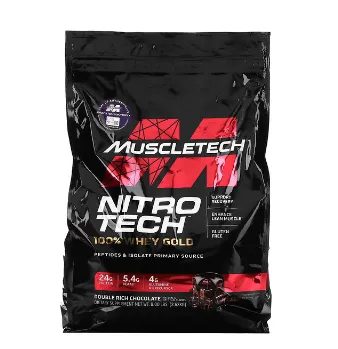 MuscleTech Whey Protein Powder, Nitro Tech, 100% Whey Gold, Double Shokolad, 8 lbs (3,63 kg)#1