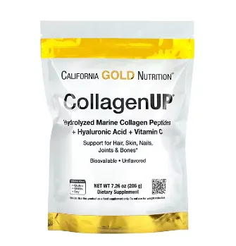 Гидролизованные пептиды морского коллагена с гиалуроновой кислотой и витамином C, California Gold Nutrition, CollagenUP, с нейтральным вкусом, 206 г (7,26 унции)#1