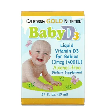 California Gold Nutrition, Bolalar uchun suyuqlik D3 vitamini, 400 IU (10 mkg), 0,34 fl oz (10 ml)#1