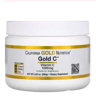 Vitamin C, Kaliforniya oltin oziqlanishi, Oltin C kukuni, 1000 mg, 8,81 oz (250 g)#1
