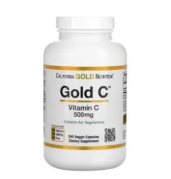 Витамин C, Gold C,  класса USP, California Gold Nutrition, 500 мг, 240 вегетарианских капсул#1