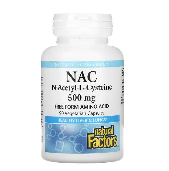 Natural Factors, NAC N-ацетил-L цистеин, 500 мг, 90 вегетарианских капсул#1