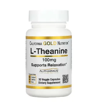 L-теанин, с AlphaWave, California Gold Nutrition, 100 мг, 30 растительных капсул#1