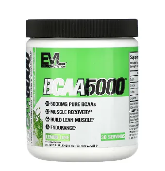 Aminokislotalar EVLution Nutritio, Ultra Premium BCAA 5000, Limonli ohak, 9,1 oz (258 g)#1