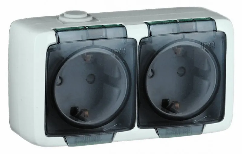 серии пылевлагозащищенных розеток и выключателей открытой установки ALFA IP44#6