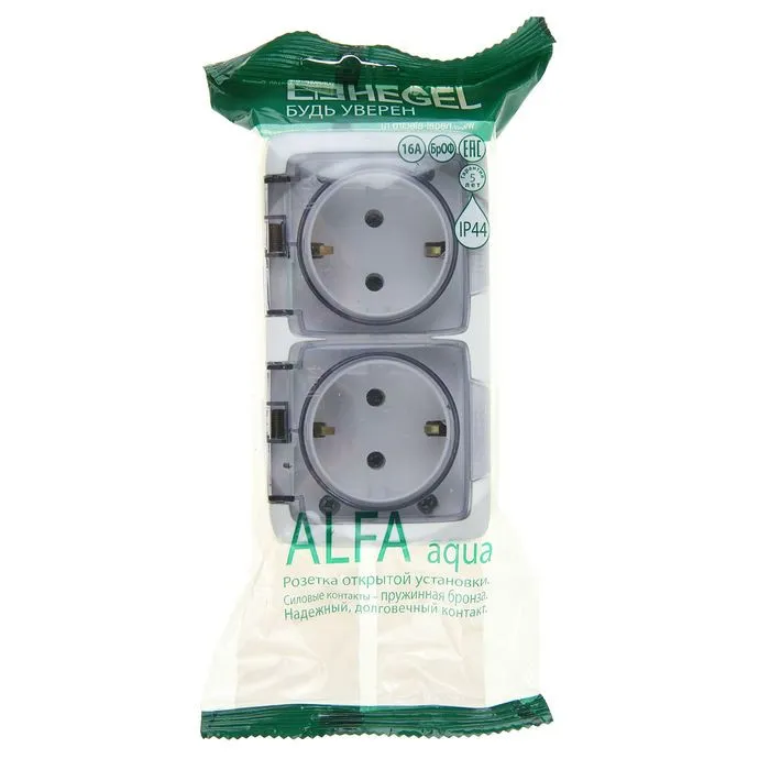 серии пылевлагозащищенных розеток и выключателей открытой установки ALFA IP44#11