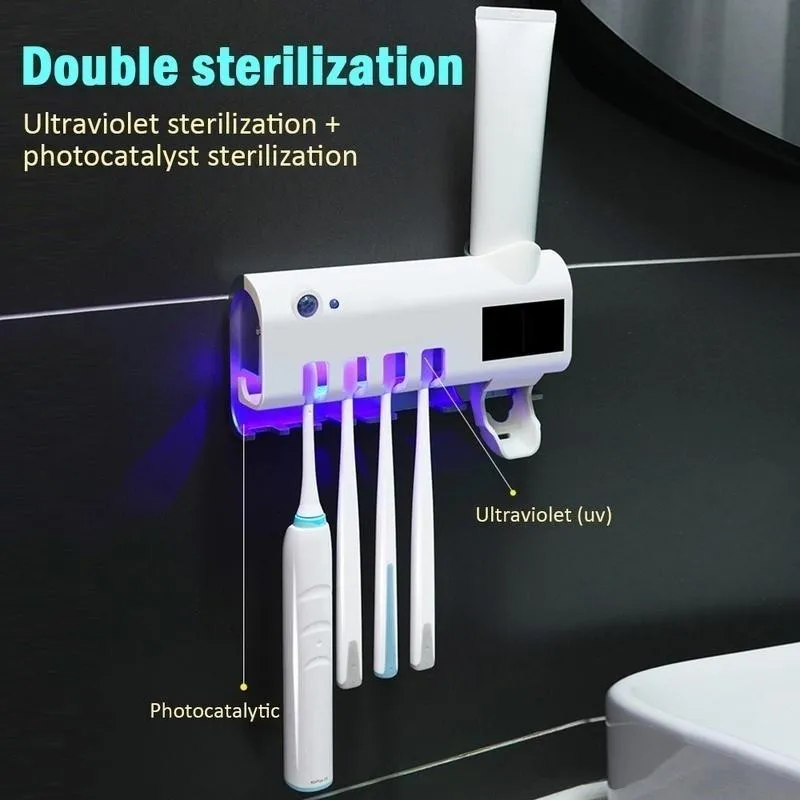 Набор для ванной: стерилизатор зубных щеток и диспенсер зубной пасты Smart UV#5