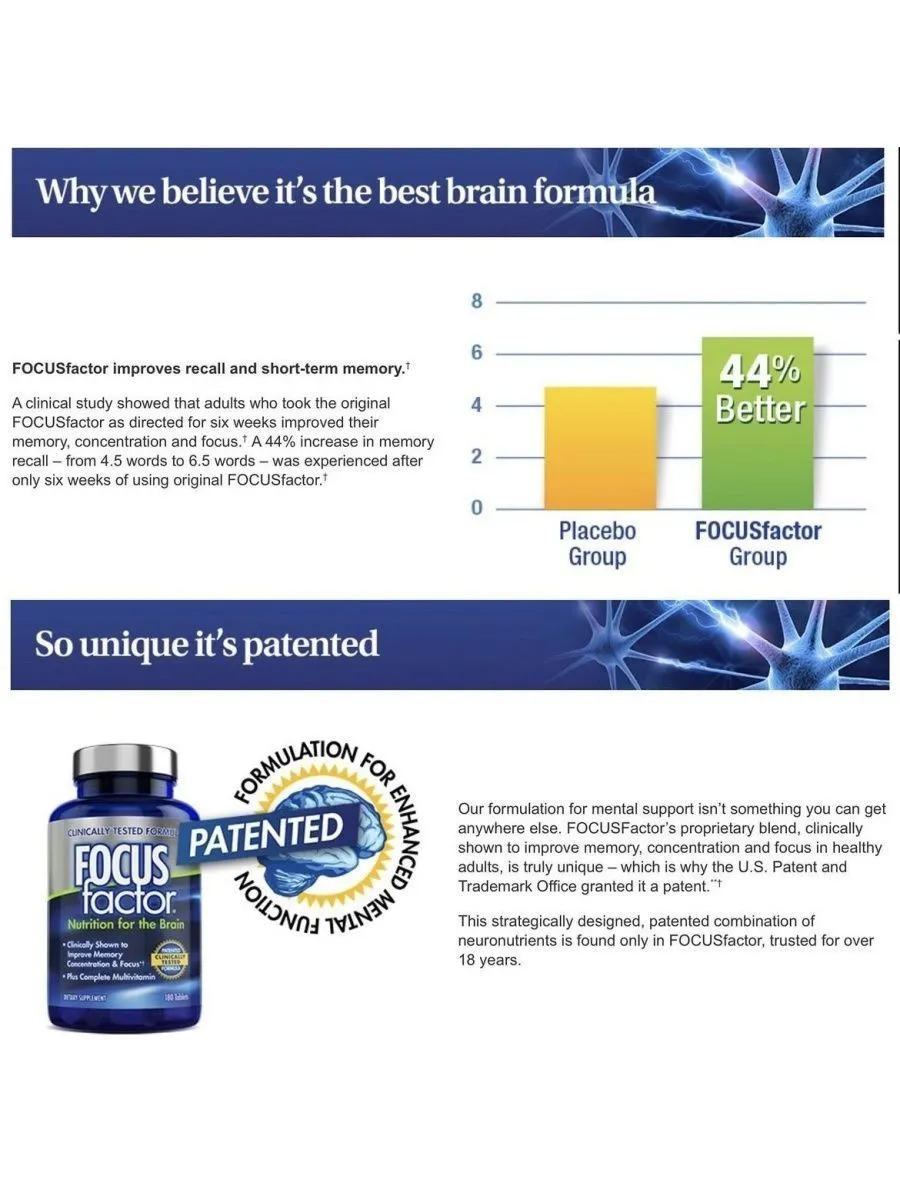 Витамины питание для мозга Focus Factor (180 шт.)#5