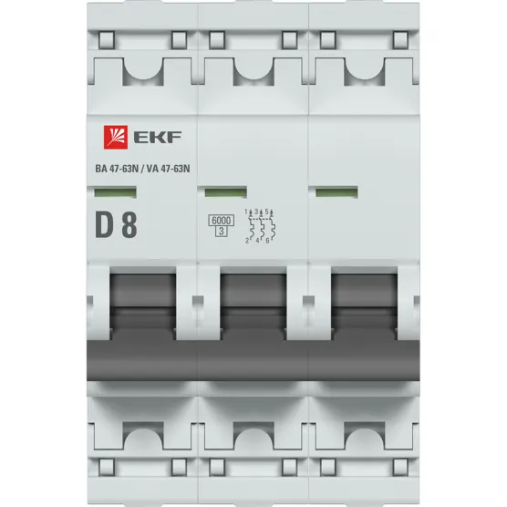 Автоматический выключатель 3P 8А (D) 6кА ВА 47-63N EKF PROxima#2