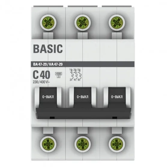 Автоматический выключатель 3P 40А (C) 4,5кА ВА 47-29 Basic#2