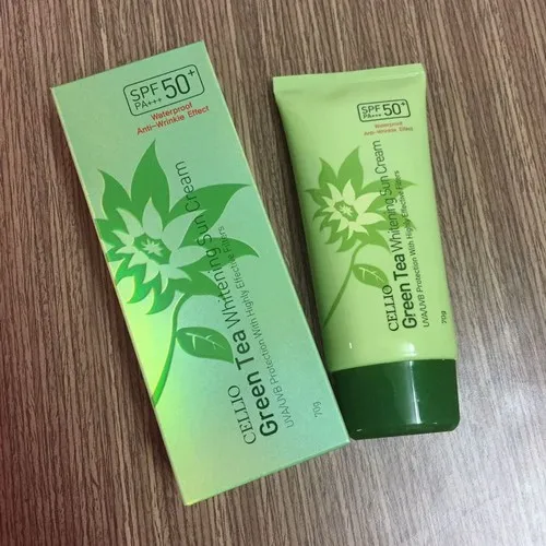 Солнцезащитный крем для лица Cellio Green Tea Whitening Sun Cream SPF50#6