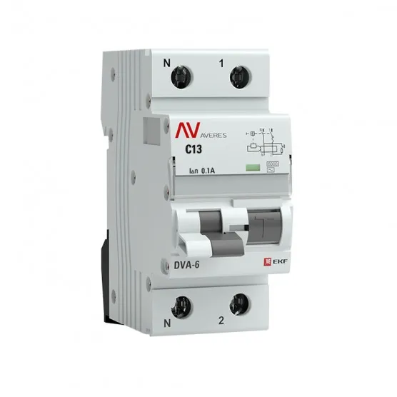 Дифференциальный автомат DVA-6 1P+N 13А (C) 100мА (AC) 6кА EKF AVERES#2