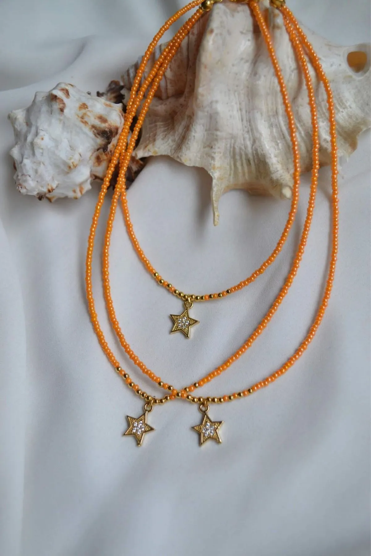 Ожерелье из оранжевого бисера, модель: звезда ti009 Mori#2