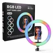 Кольцевая селфи-лампа RGB LED MJ26 (мультиколор, 26см) с держателем для смартфона и штативом#2