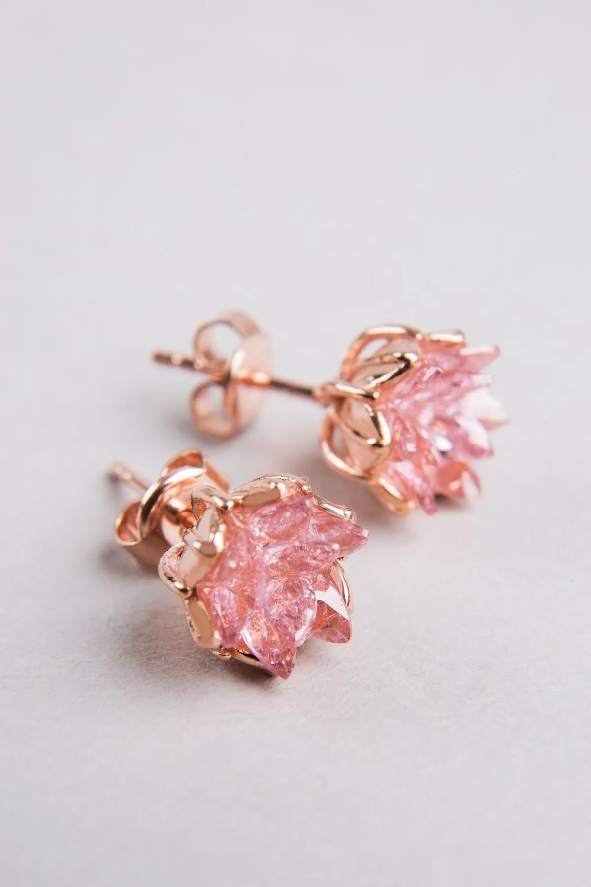 Серебряные серьги, модель: цветок лотоса и розовый камень pp3280 Larin Silver#2
