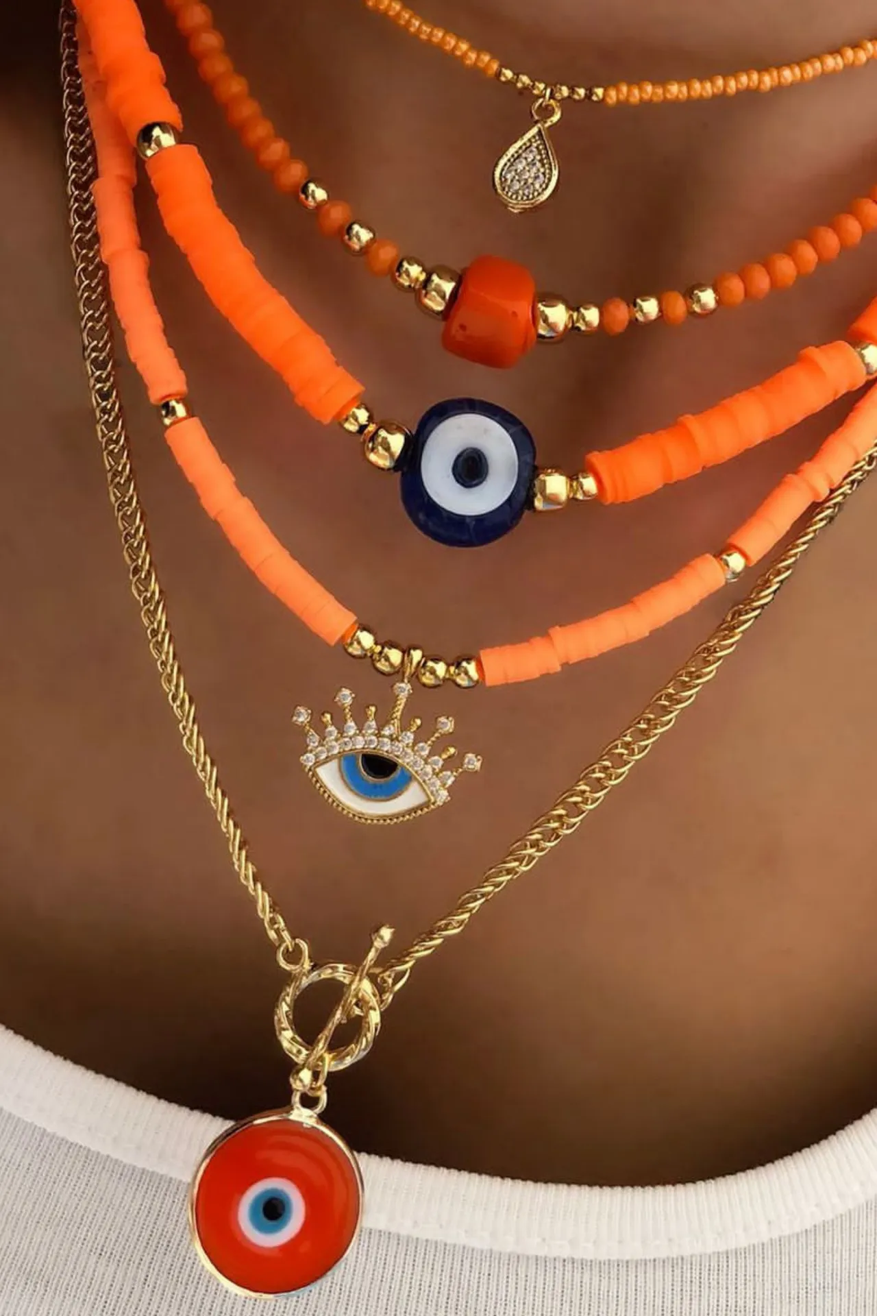 Ожерелье оранжевый фимо, модель: глаза ti054 Mori#2