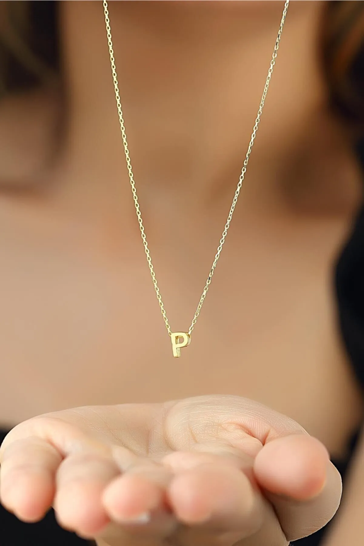 Серебряное ожерелье с буквой P в обьёме 3d pp001l Larin Silver#3
