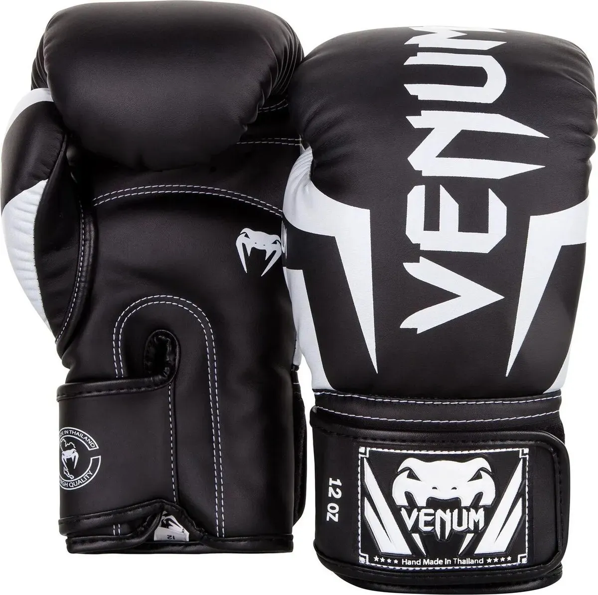Боксерские перчатки Venum Elite, черный, белый + в подарок эластичный бинт YC Support YC-6092#3