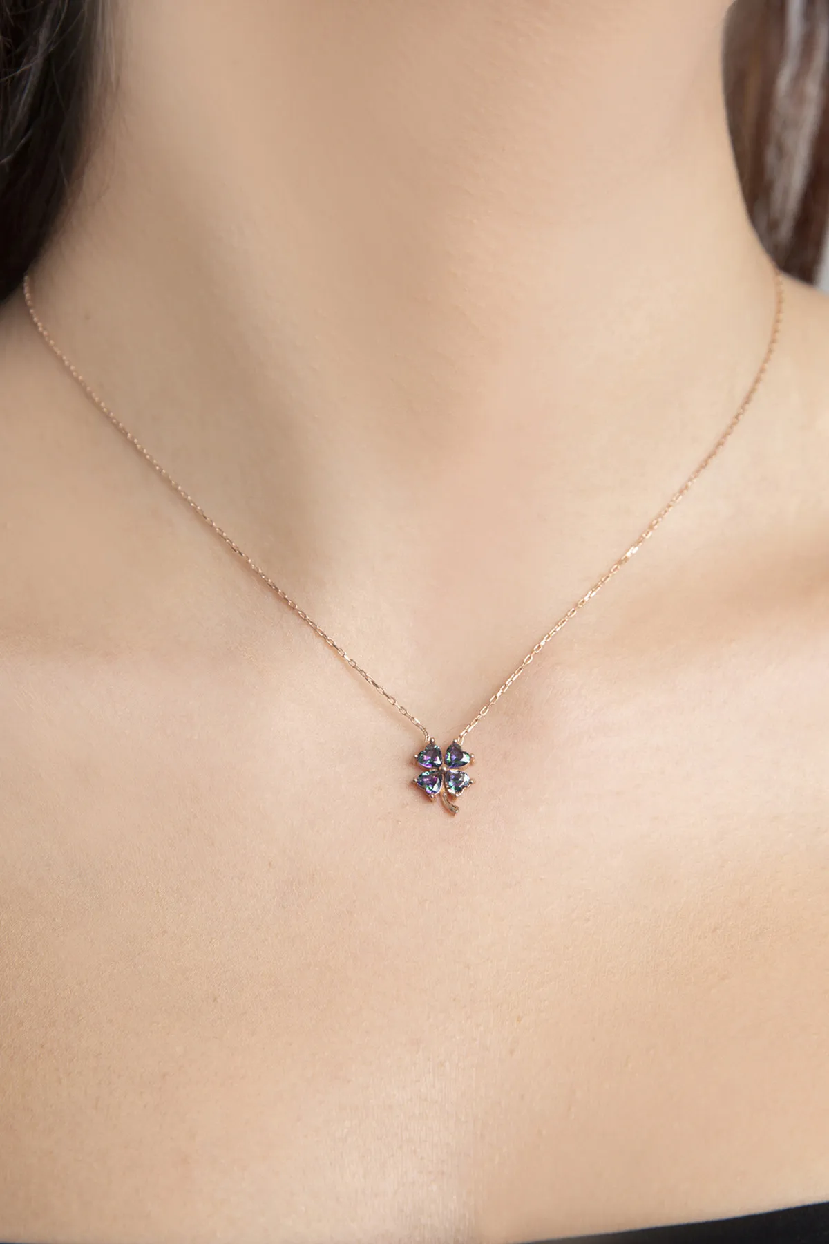 Серебряное ожерелье с мистическим камнем и розовым покрытием для женщин p2059 Larin Silver#3
