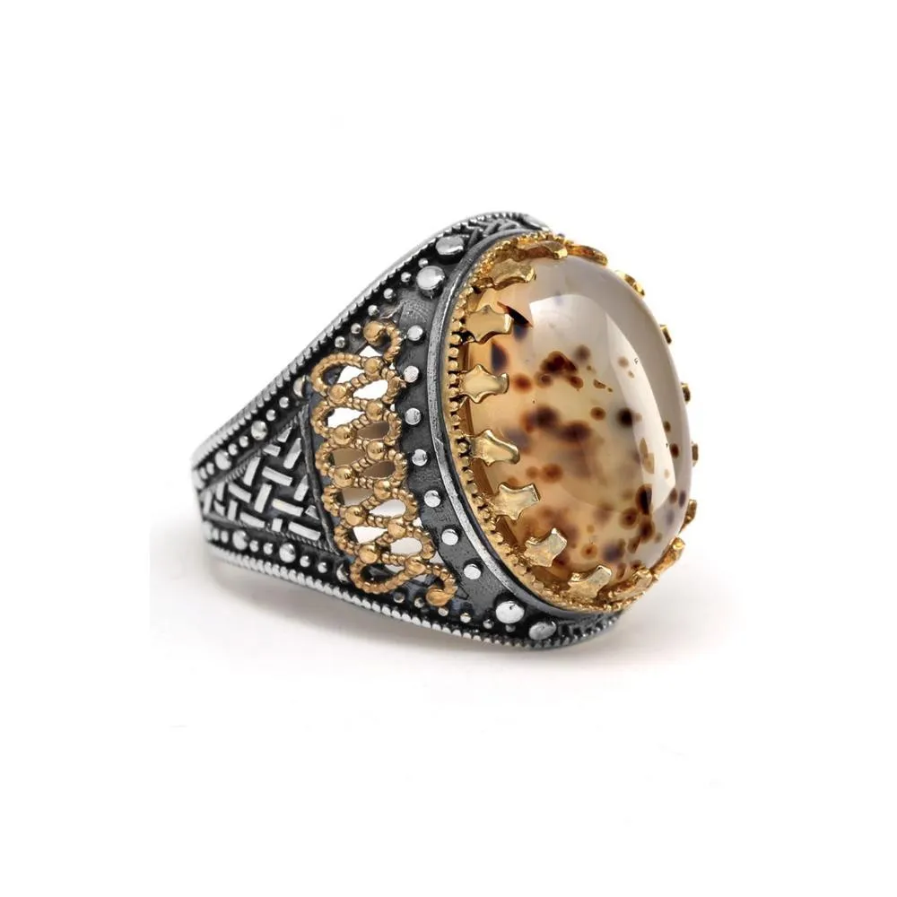 Мужское кольцо - камень агат (серебро) rch2077 Larin Silver#2